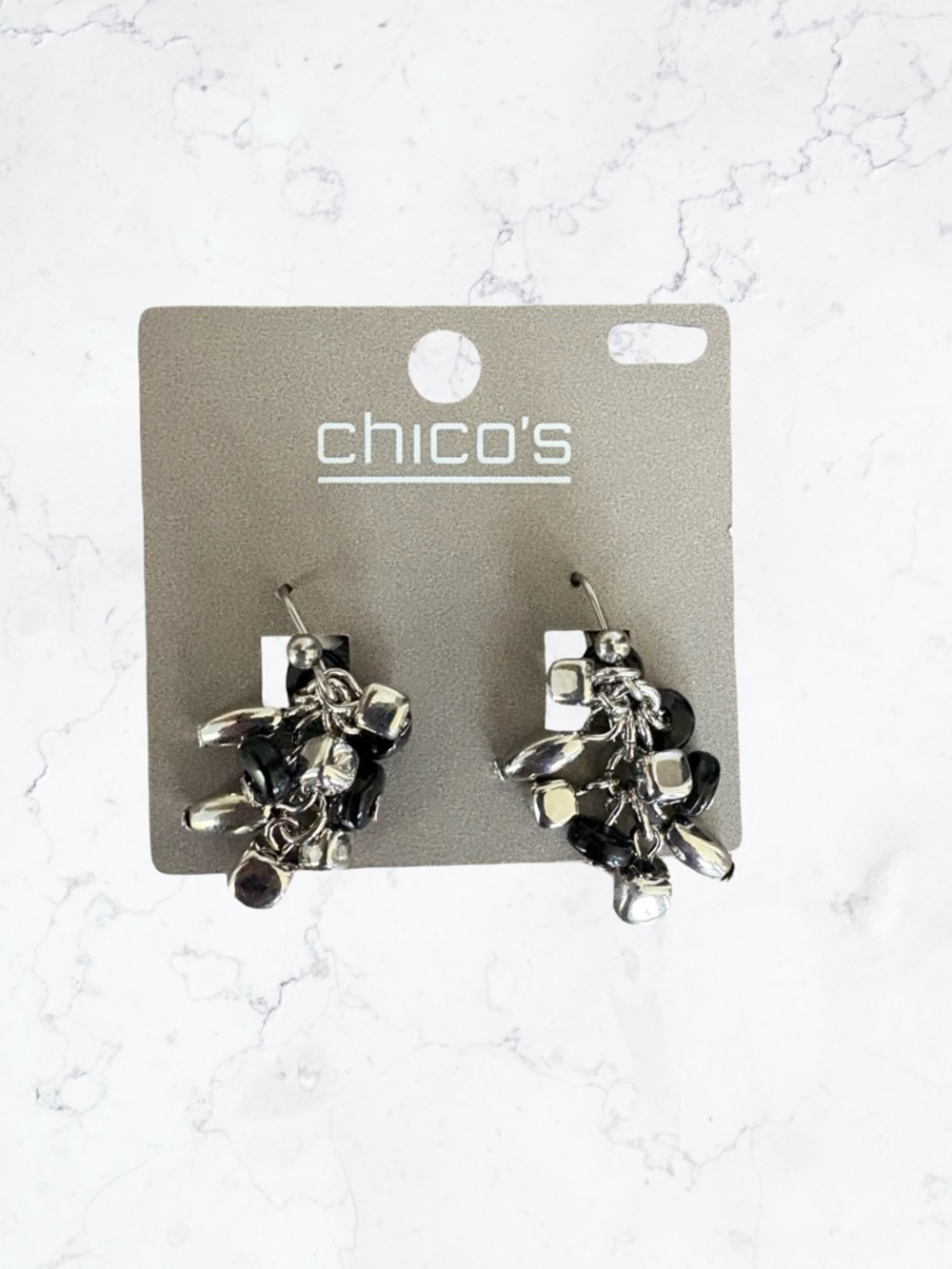 Chico's Silver Dangle Cluster Earrings